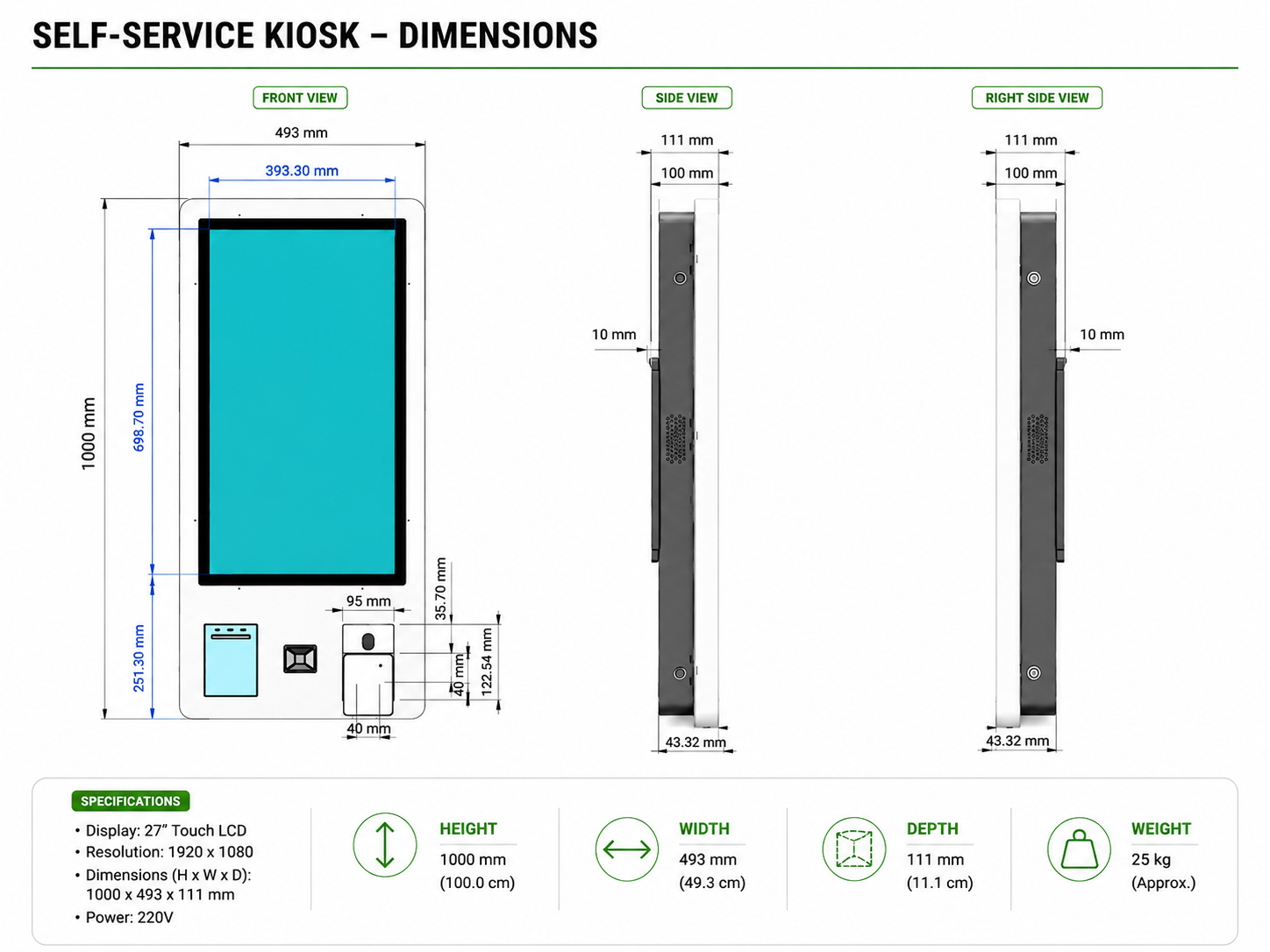 HOXXES Kiosk Dimensions